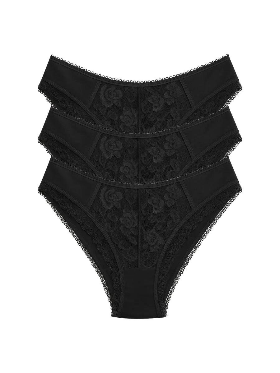 Mid Waist Bikini Panty with Lace (Pack of 3)