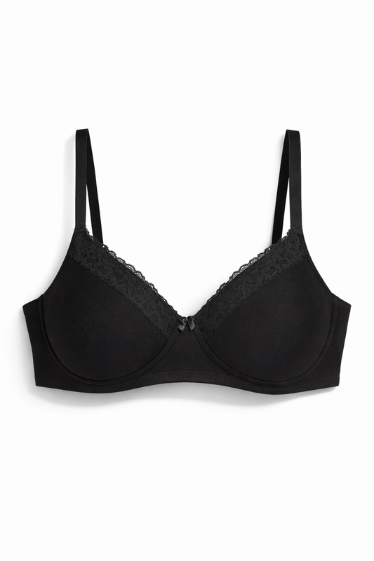 Munns & Mars Pack of 2 Cotton Lightly Padded T-Shirt Bra Dark Purple and Black