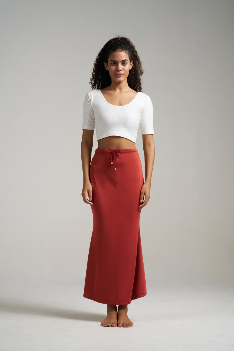 Munns & Mars Saree Shapewear Polyester Fish Cut - BrickRed