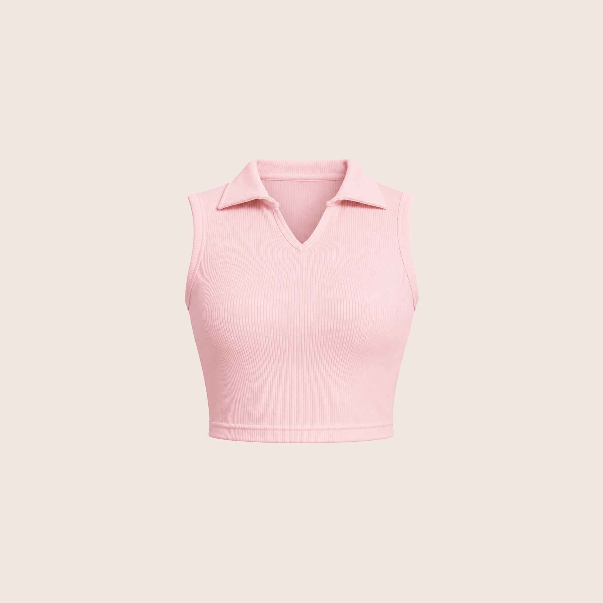 Ribbed Polo Tank Top