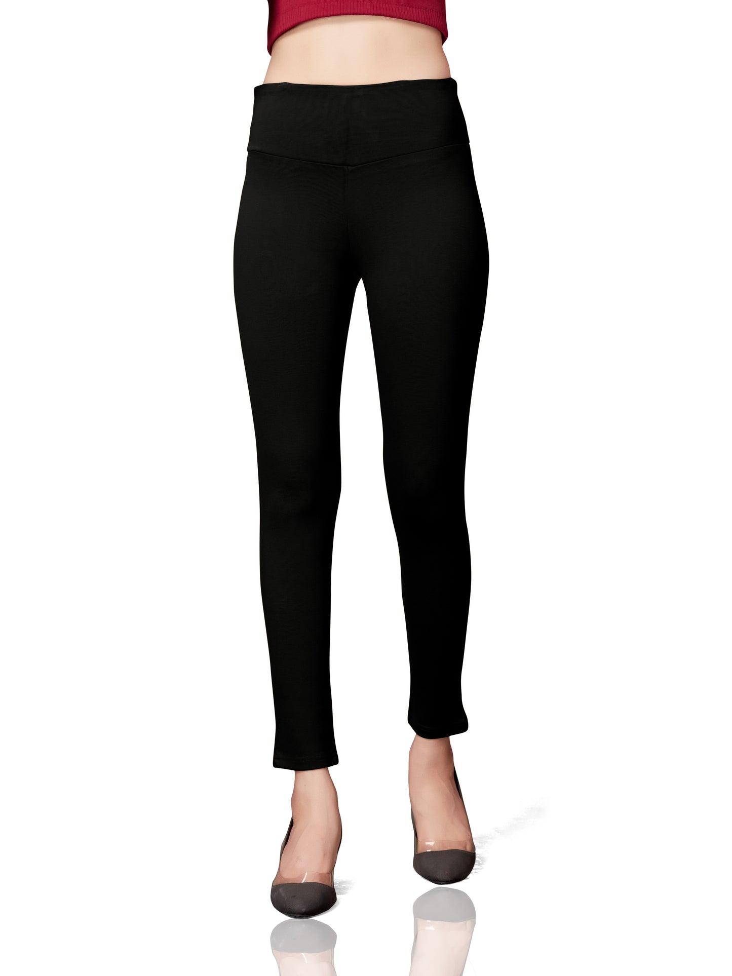 High Rise All Day Cotton Lycra Pant- Black