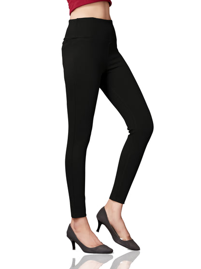 High Rise All Day Cotton Lycra Pant- Black