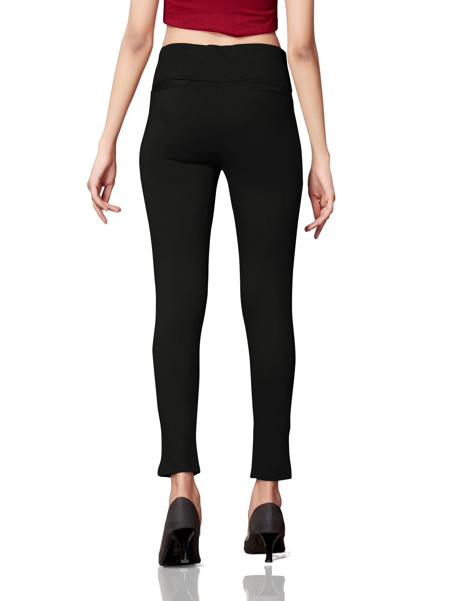 High Rise All Day Cotton Lycra Pant- Black