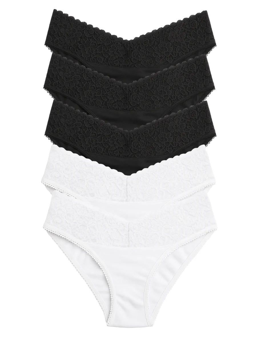 Mid Waist Bikini Panty with Lace (Pack of 5)