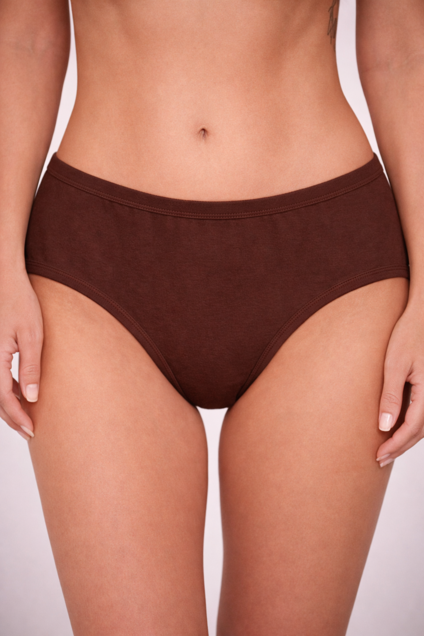 Mid Waist Hipster Panty With Outer Elastic Bundle Of 3 (Coffee|Cream|Brown)