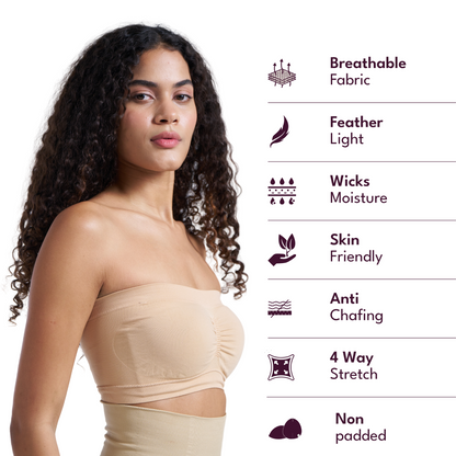 Munns & Mars Seamless Non-Padded Tube Bra - Beige