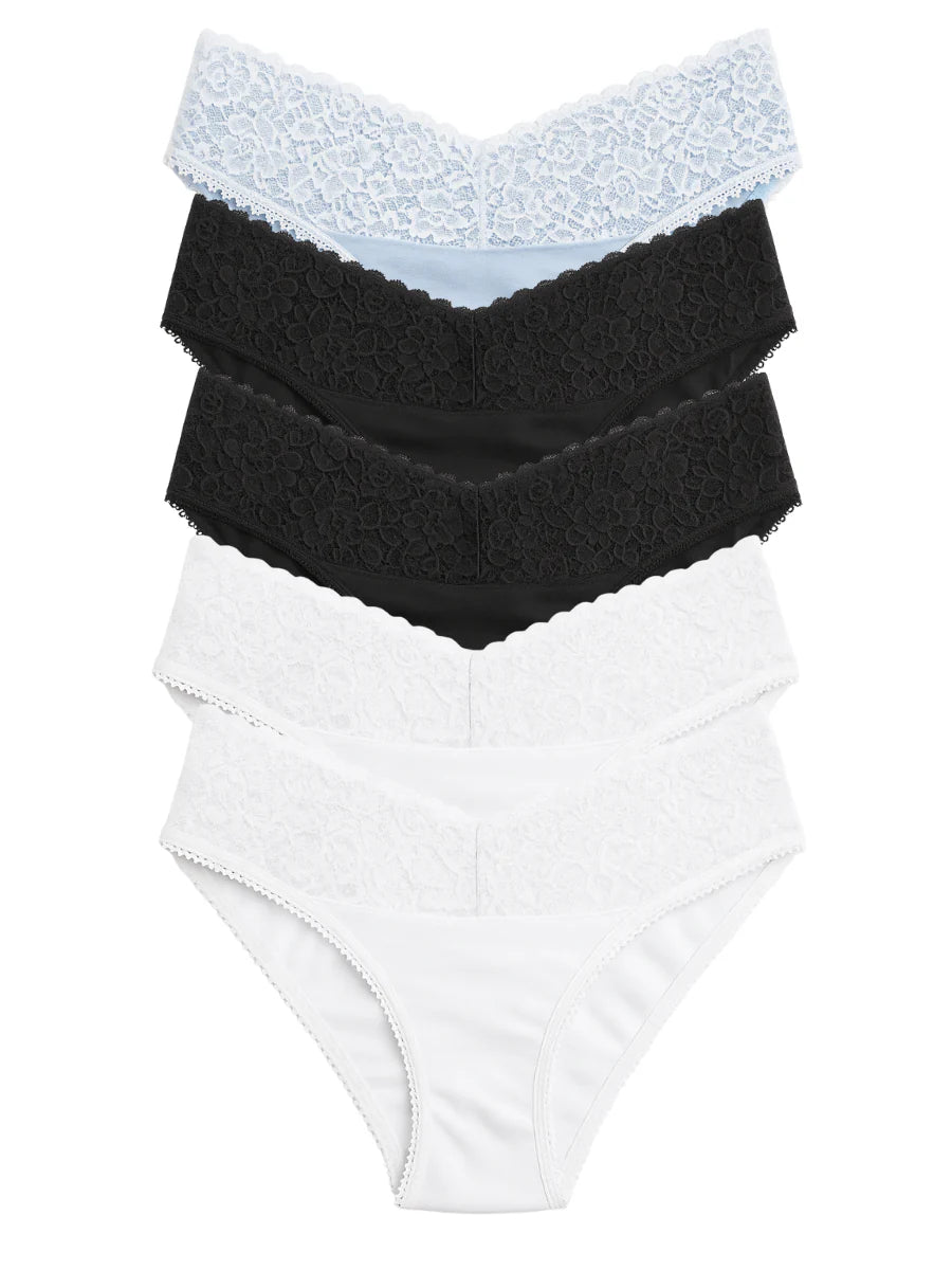 Mid Waist Bikini Panty with Lace (Pack of 5)