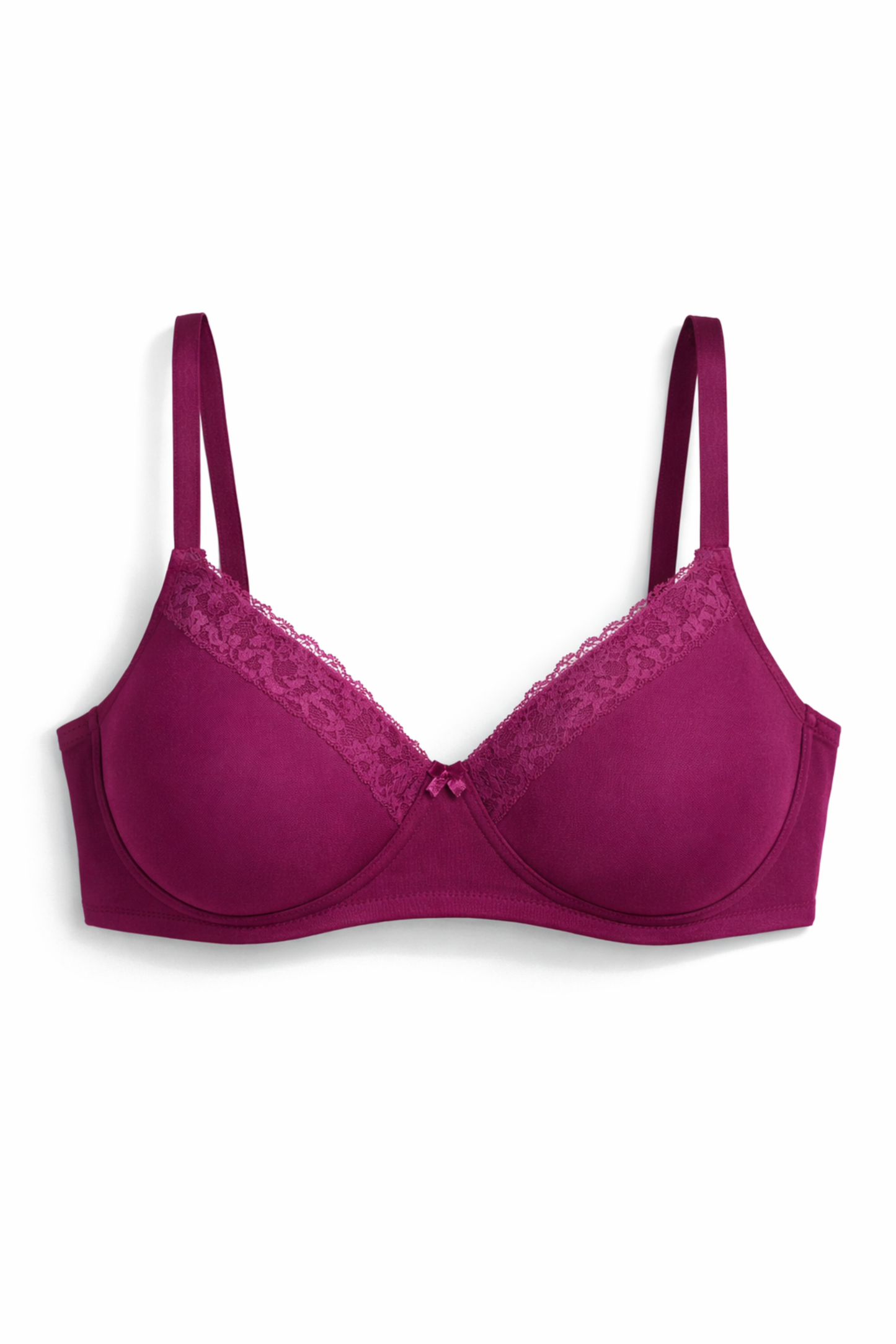 Munns & Mars Pack of 2 Cotton Lightly Padded T-Shirt Bra Dark Purple and Black