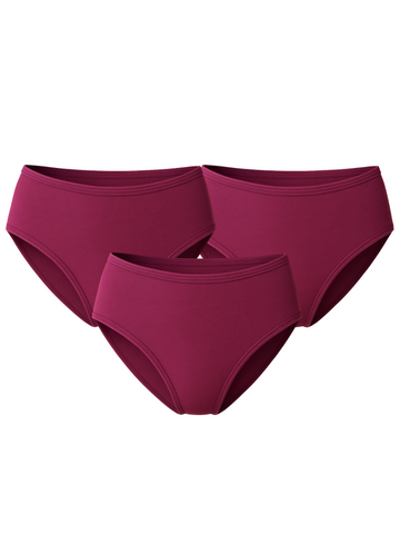 Mid Waist Hipster Panty Bundle With Outer Elastic- Dark Purple (Pack Of 3)