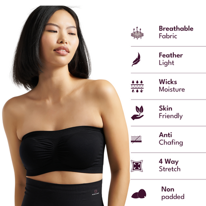 Munns & Mars Seamless Non-Padded Tube Bra - Black