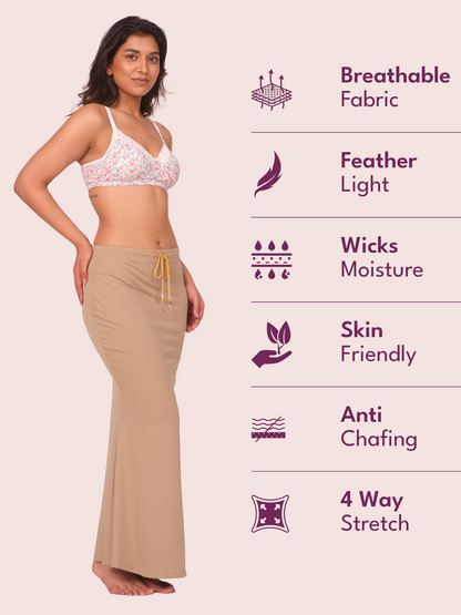 Munns & Mars Saree Shapewear Polyester Fish Cut - Chiku