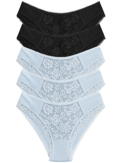 Mid Waist Bikini Panty with Lace (Pack of 5)