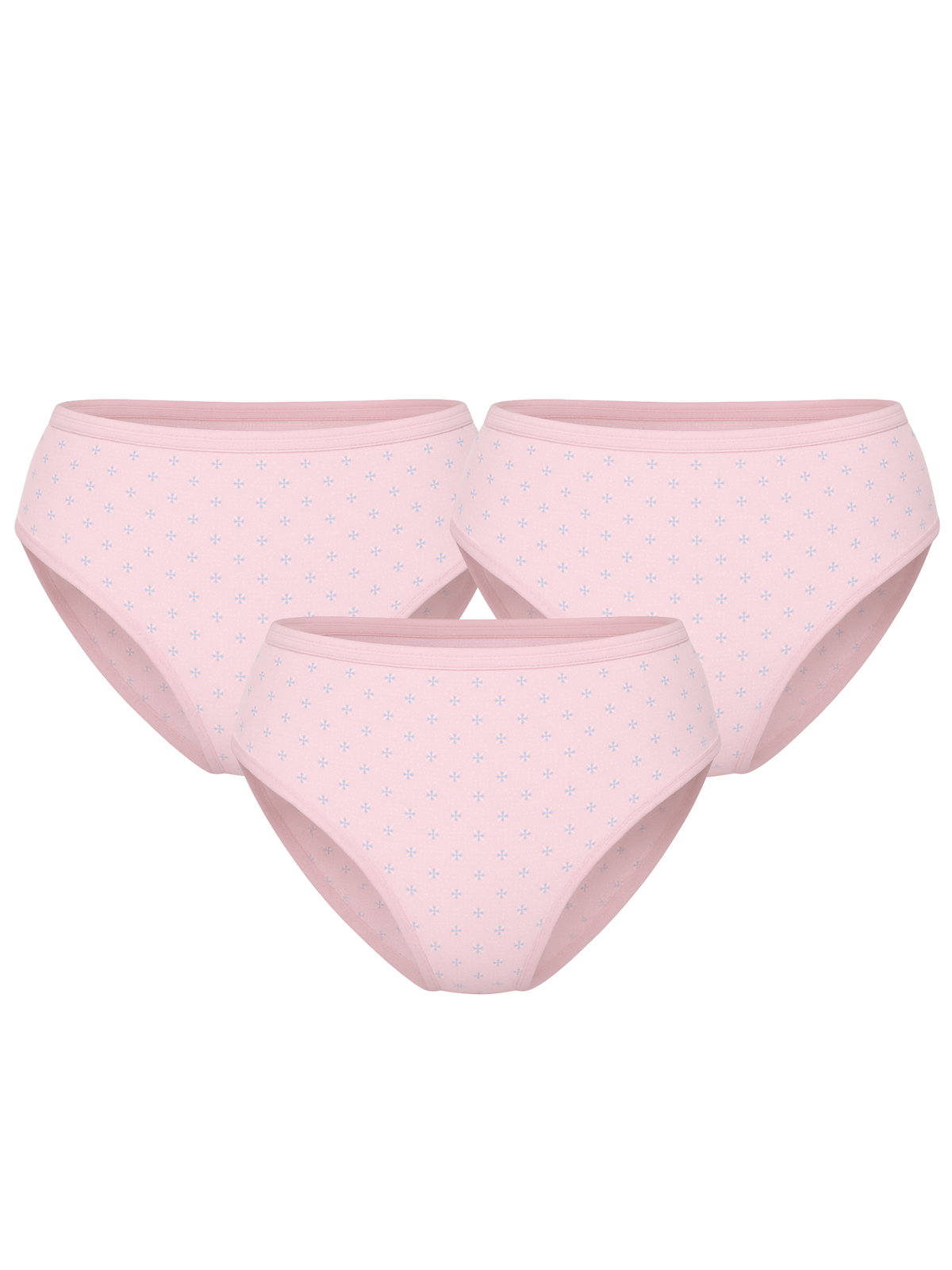 Mid Waist Hipster Panty Bundle Polka Dots With Outer Elastic- Baby Pink (Pack Of 3)