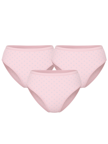 Mid Waist Hipster Panty Bundle Polka Dots With Outer Elastic- Baby Pink (Pack Of 3)
