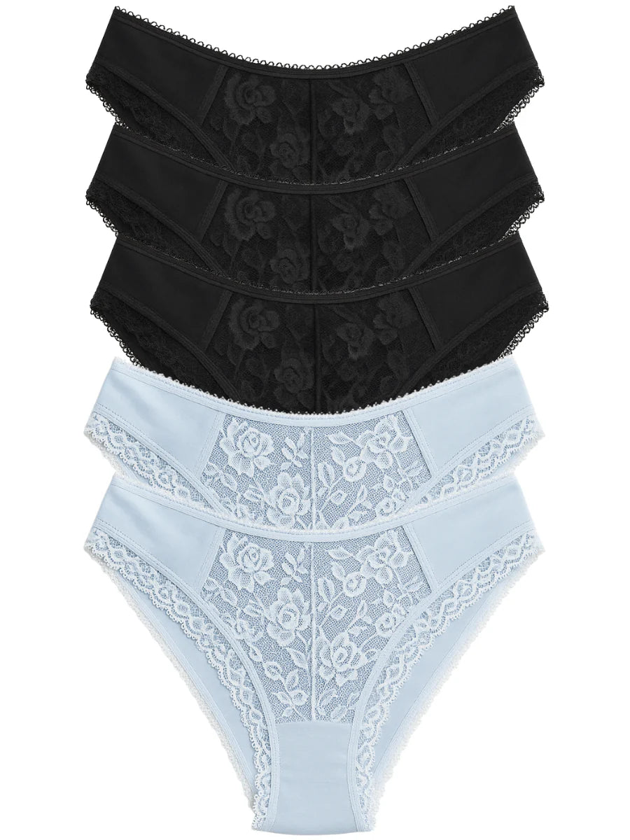 Mid Waist Bikini Panty with Lace (Pack of 5)