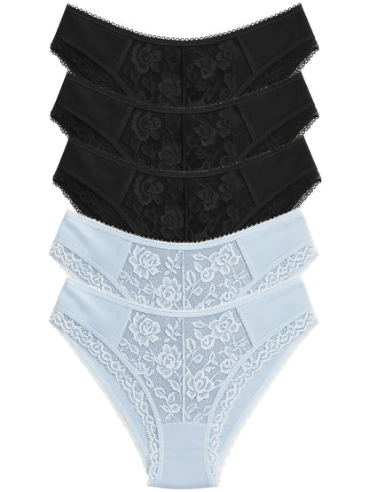 Mid Waist Bikini Panty with Lace (Pack of 5)