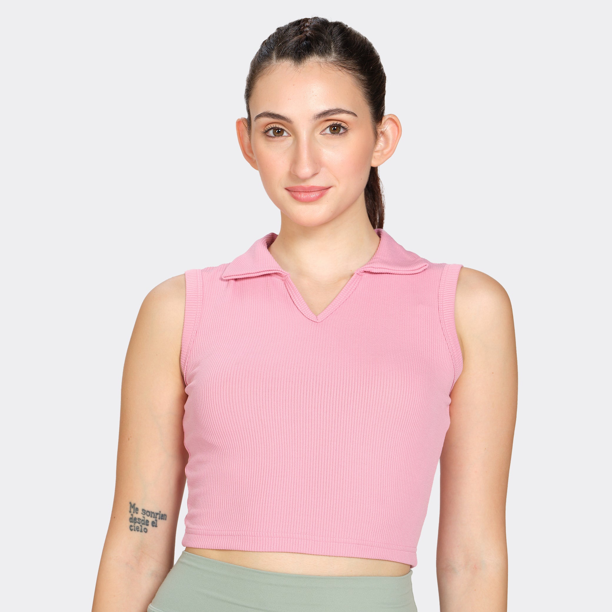 Munns & Mars Womens Casual Wear Ribbed Polo Tank Top