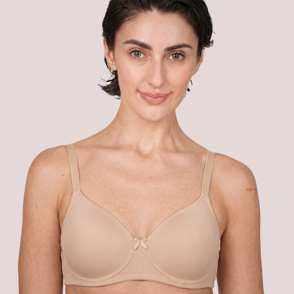 Munns & Mars Womens Cotton Lightly Padded T-Shirt Bra Plain and with Lace -  Pack of 2