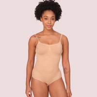 Beige/Beige seamless bodysuit shapewear - pack of 2, on model — Munns & Mars