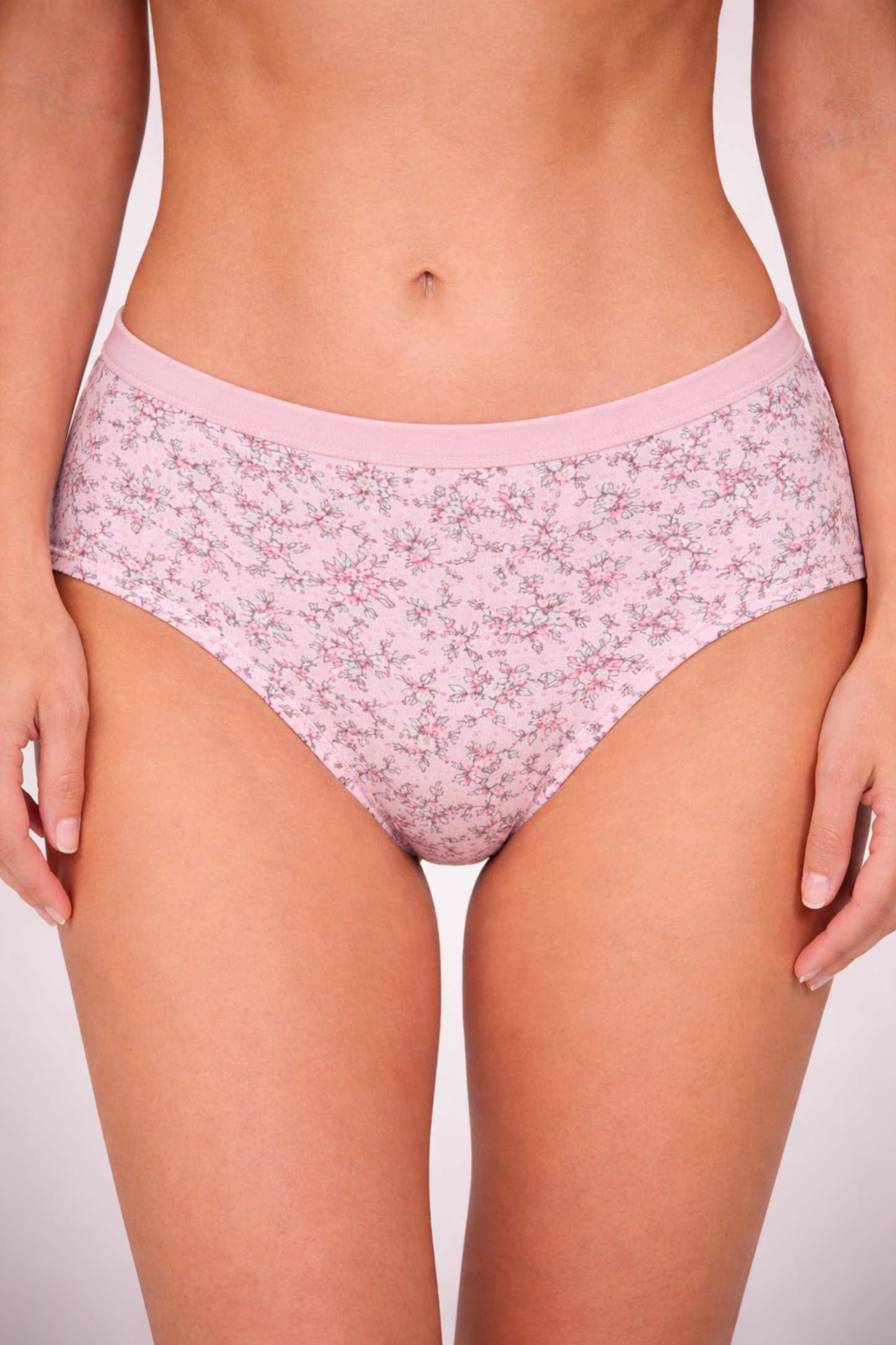 Mid Waist Hipster Panty With Outer Elastic Bundle Of 3 (Printed: Pink|Brown|Peach)