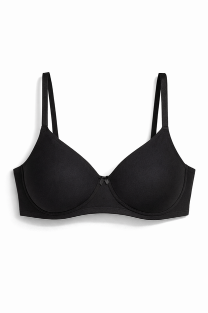 Munns & Mars Pack of 2 Cotton Lightly Padded T-Shirt Bra Beige and Black