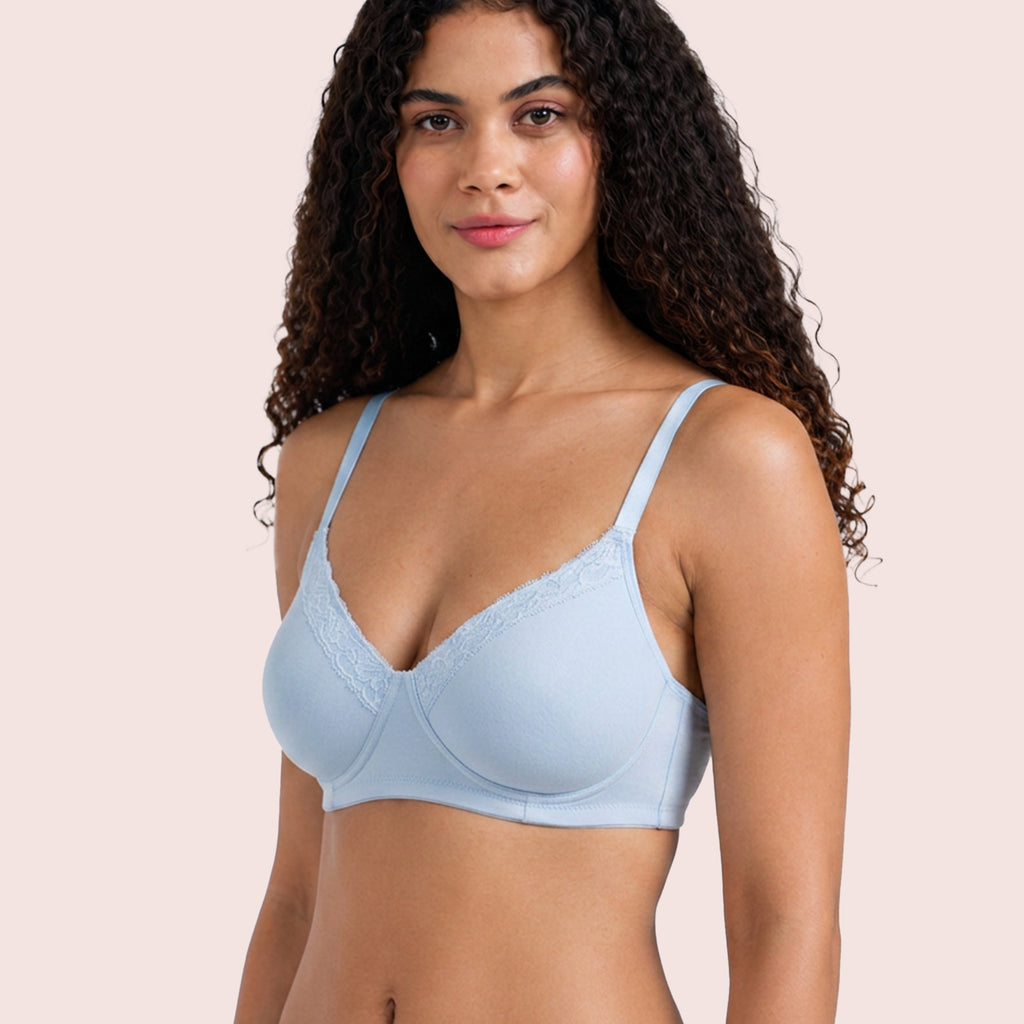 Munns & Mars Lingeries Set- T-shirt Bra & Mid Waist Hipster Panty with Outer Elastic