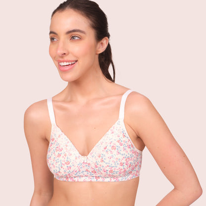 Munns & Mars Womens Cotton Lightly Padded Lace T-Shirt Bra