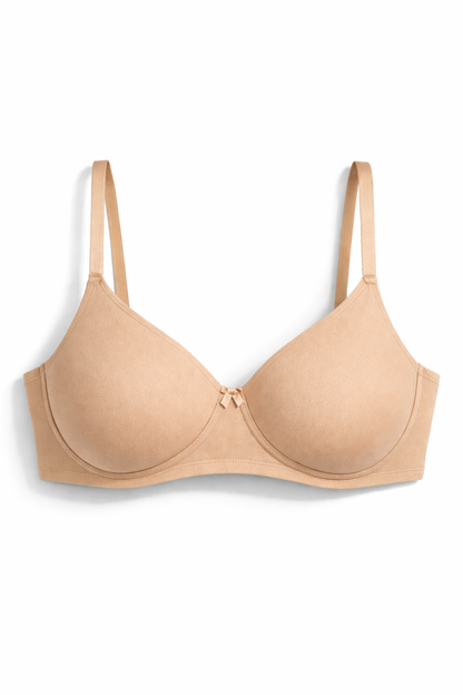 Munns & Mars Pack of 2 Cotton Lightly Padded T-Shirt Bra Beige and Black