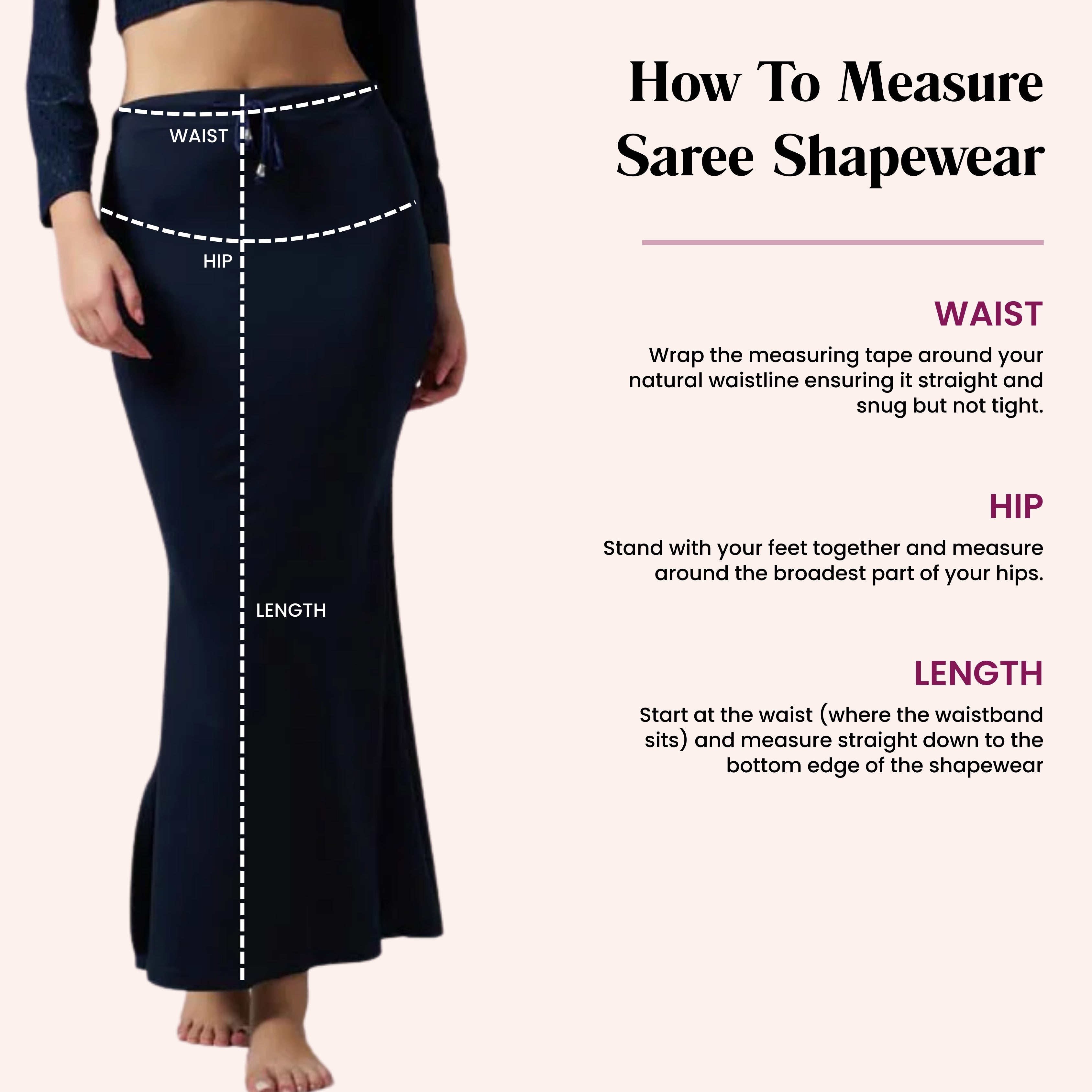 Munns & Mars Saree Shapewear Polyester Fish Cut - NavyBlue