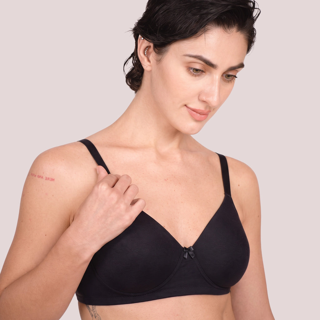 Munns & Mars Womens Cotton Lightly Padded Plain T-Shirt Bra