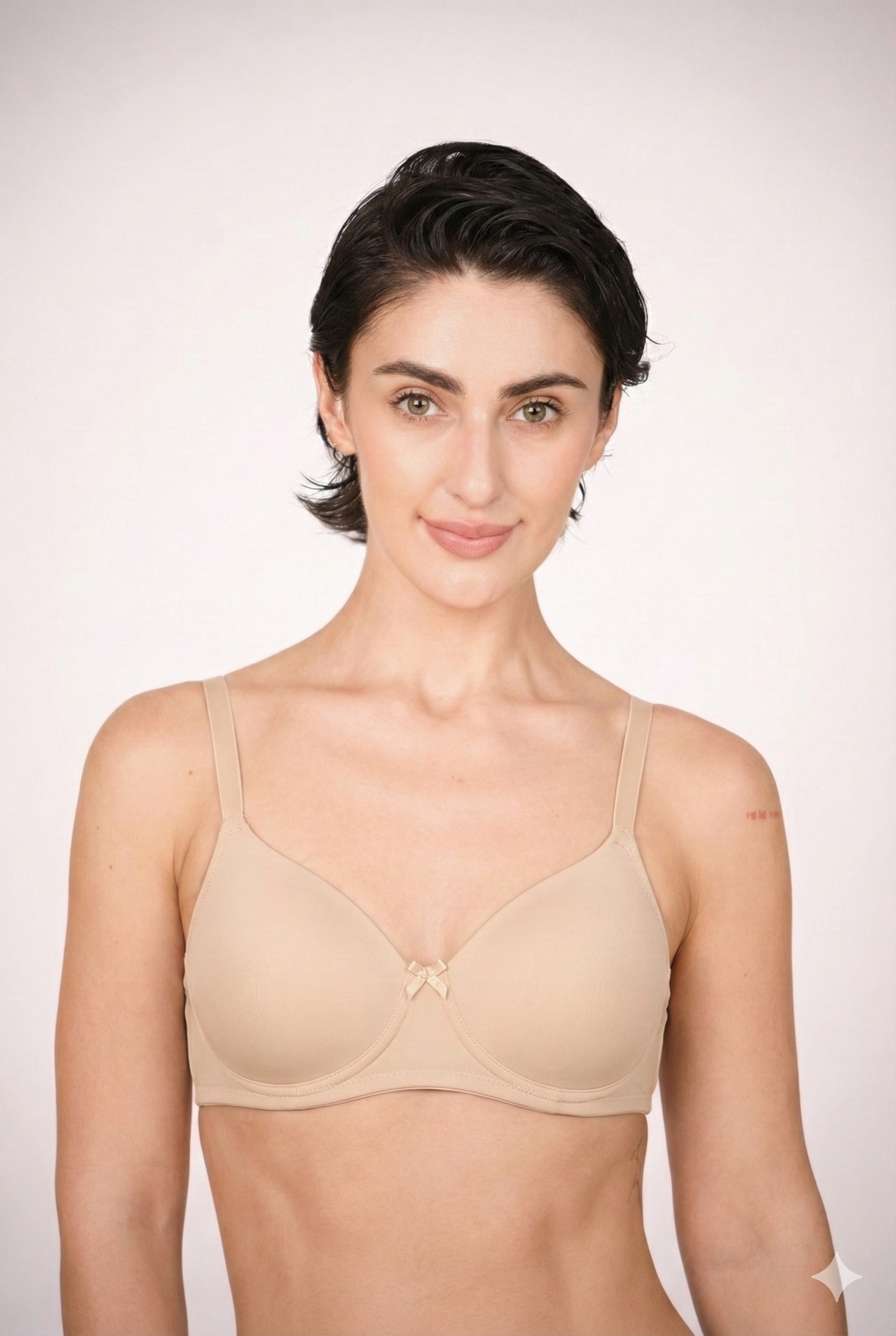 Munns & Mars Pack of 2 Cotton Lightly Padded T-Shirt Bra Beige and Black