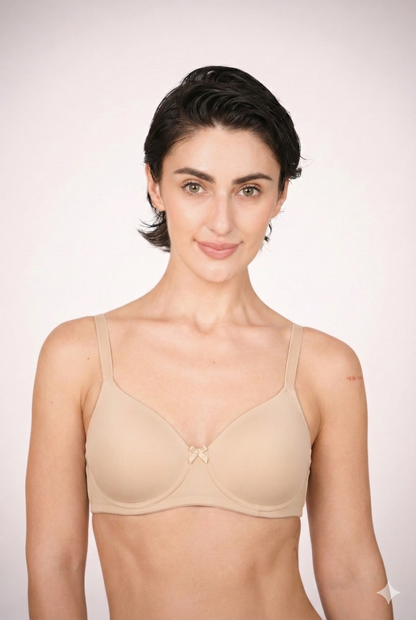 Munns & Mars Pack of 2 Cotton Lightly Padded T-Shirt Bra Beige and Black