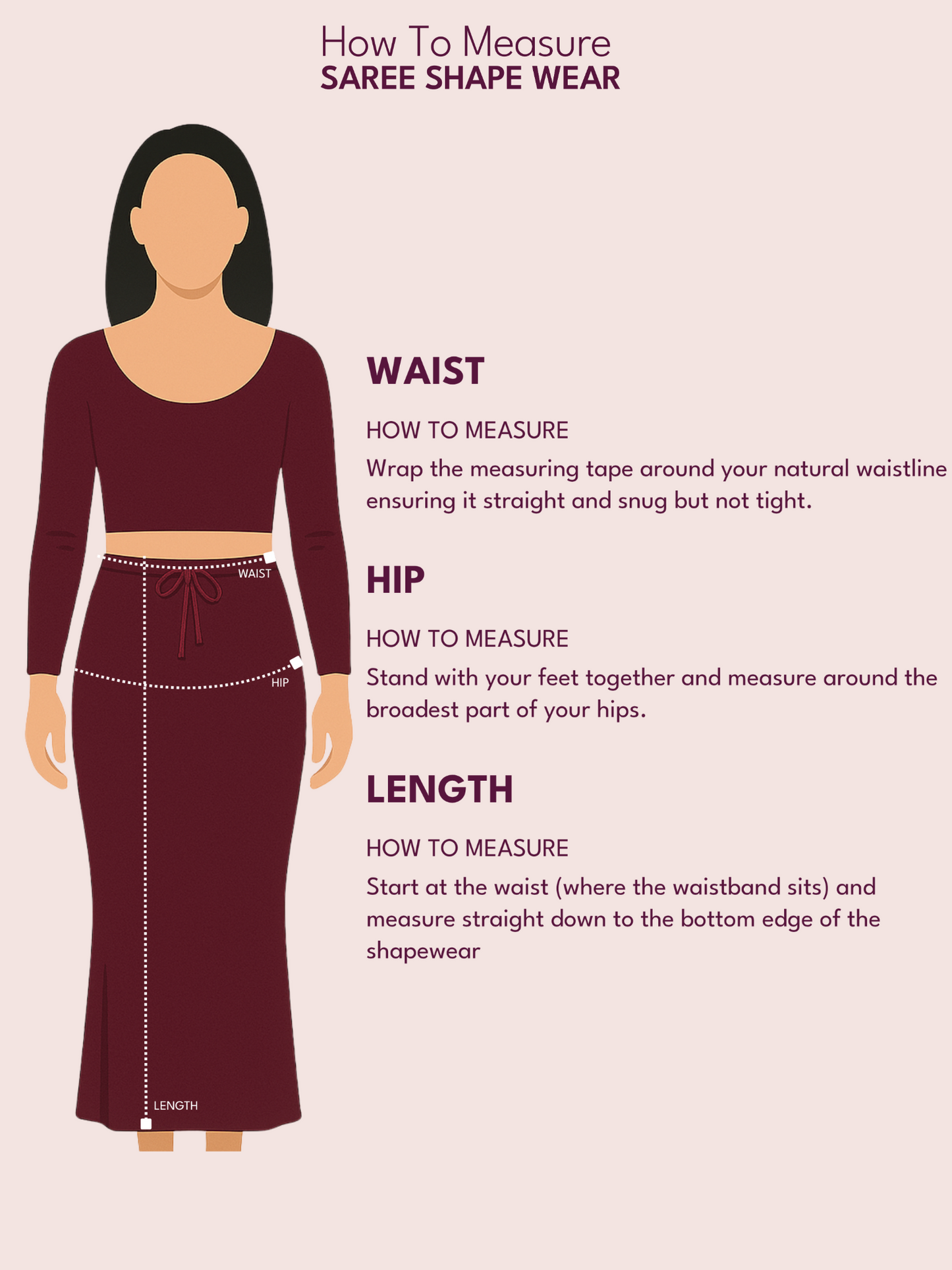 Munns & Mars Saree Shapewear Polyester Fish Cut - Mulberry