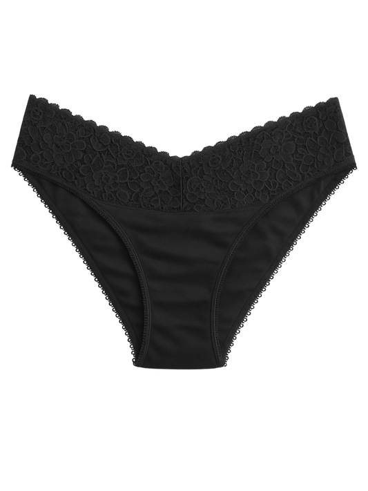 Mid Waist Bikini Panty - Black