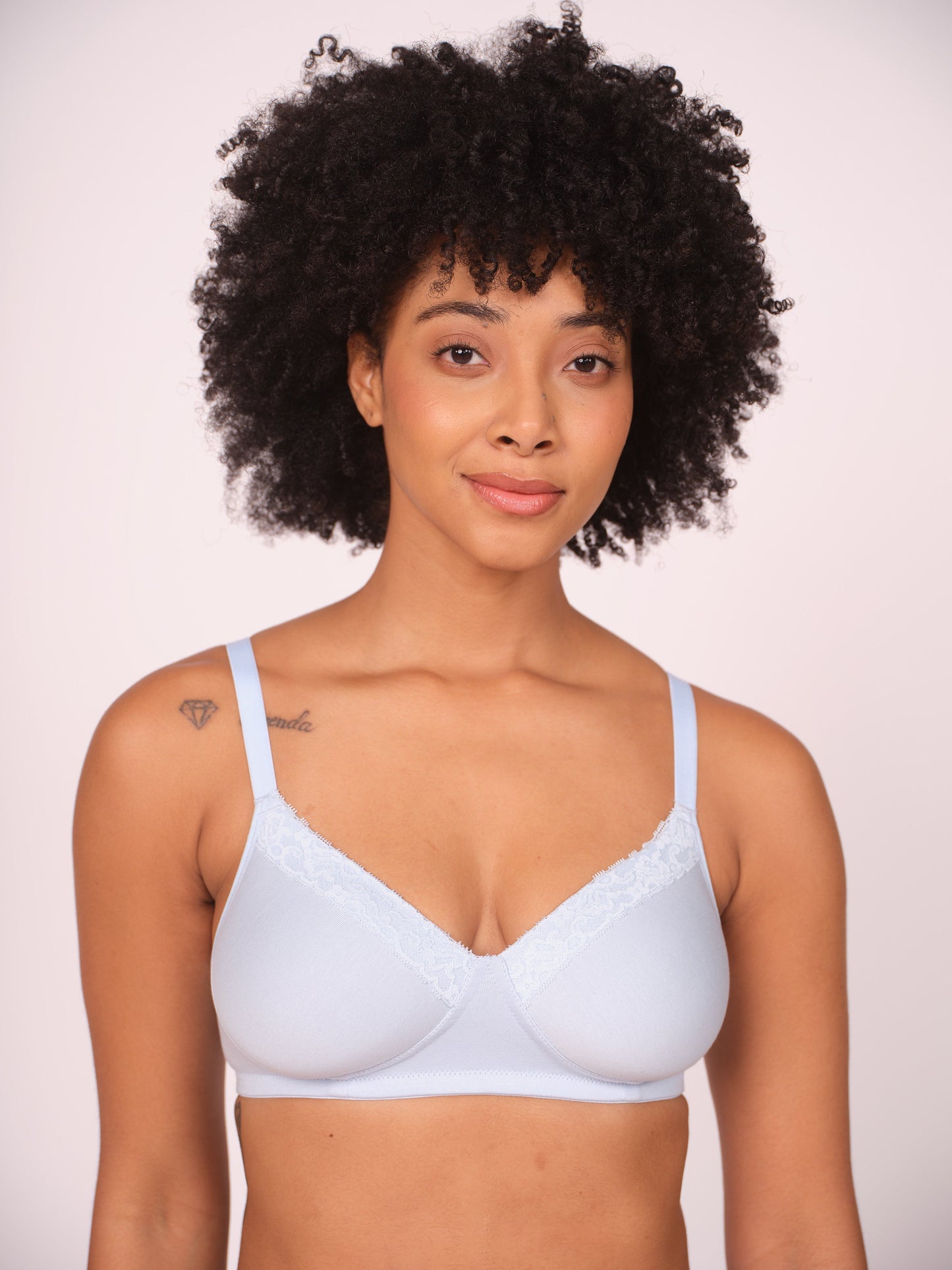 Munns & Mars Pack of 2 Cotton Lightly Padded T-Shirt Bra Sky Blue and Black