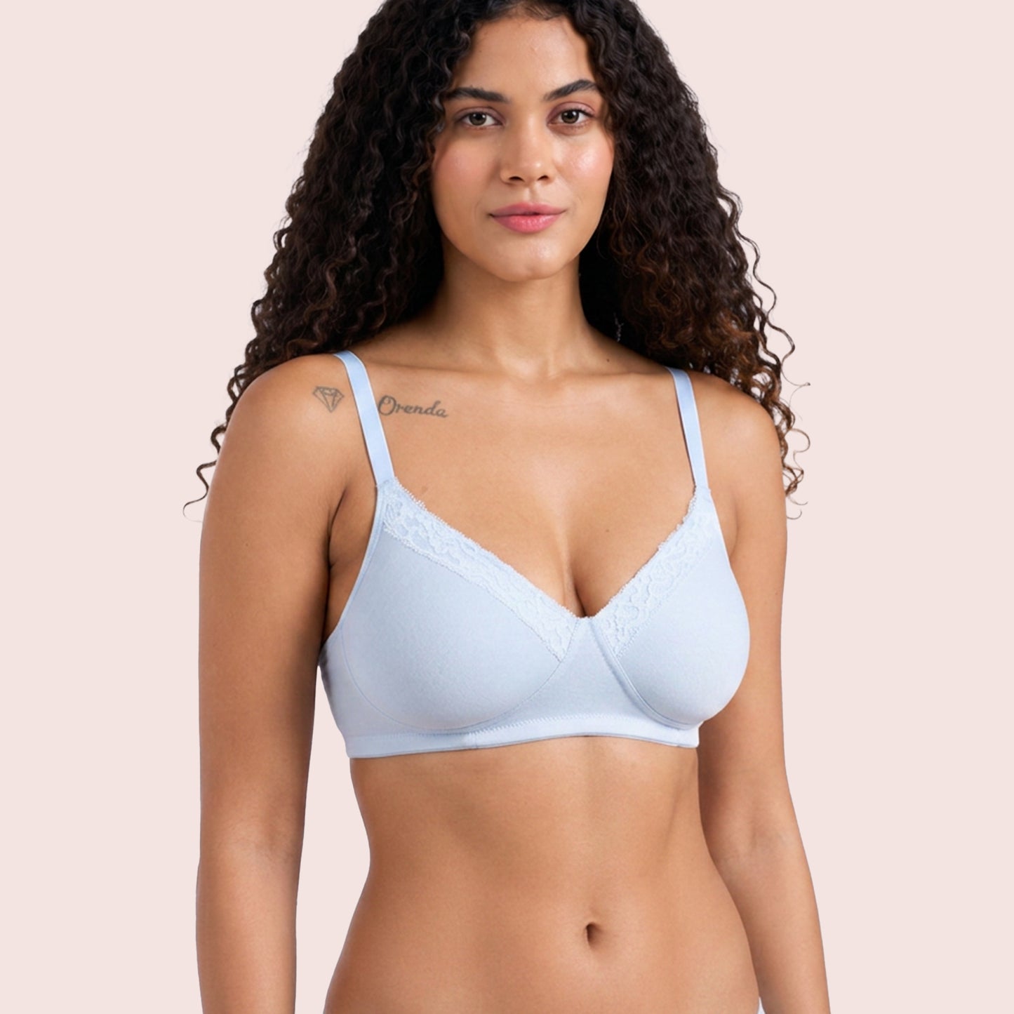 Munns & Mars Womens Cotton Lightly Padded Lace T-Shirt Bra