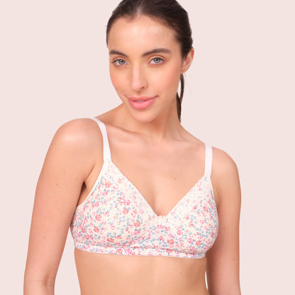 Munns & Mars Womens Cotton Lightly Padded Lace T-Shirt Bra