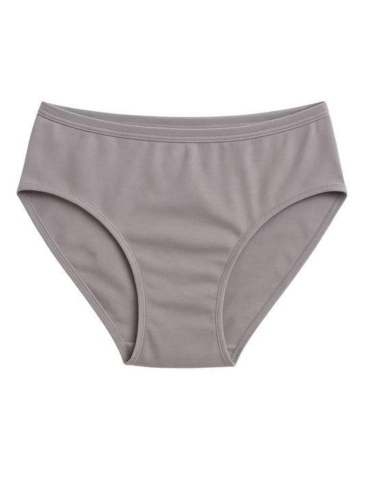 Mid Waist Hipster Panty With Outer Elastic- Grey