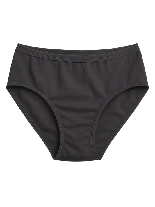 Mid Waist Hipster Panty With Outer Elastic- Black