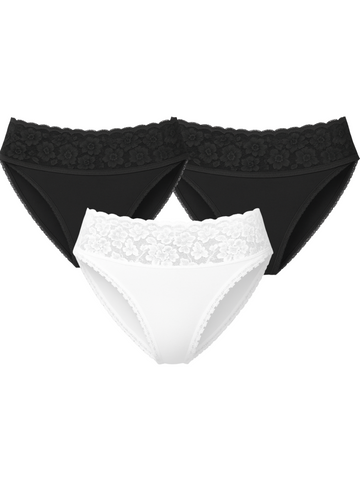 Mid Waist Bikini Bundle Of 3 - (2 Black,  White)