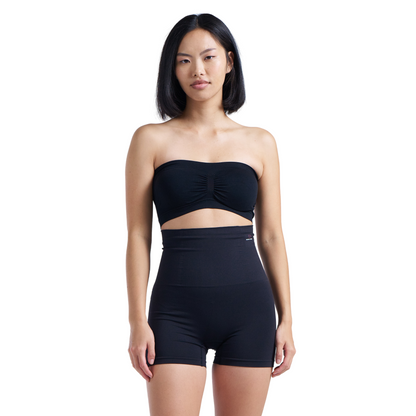 Munns & Mars Bundle of Seamless Non-Padded Tube Bra-Black And Tummy & Thigh Short-Black