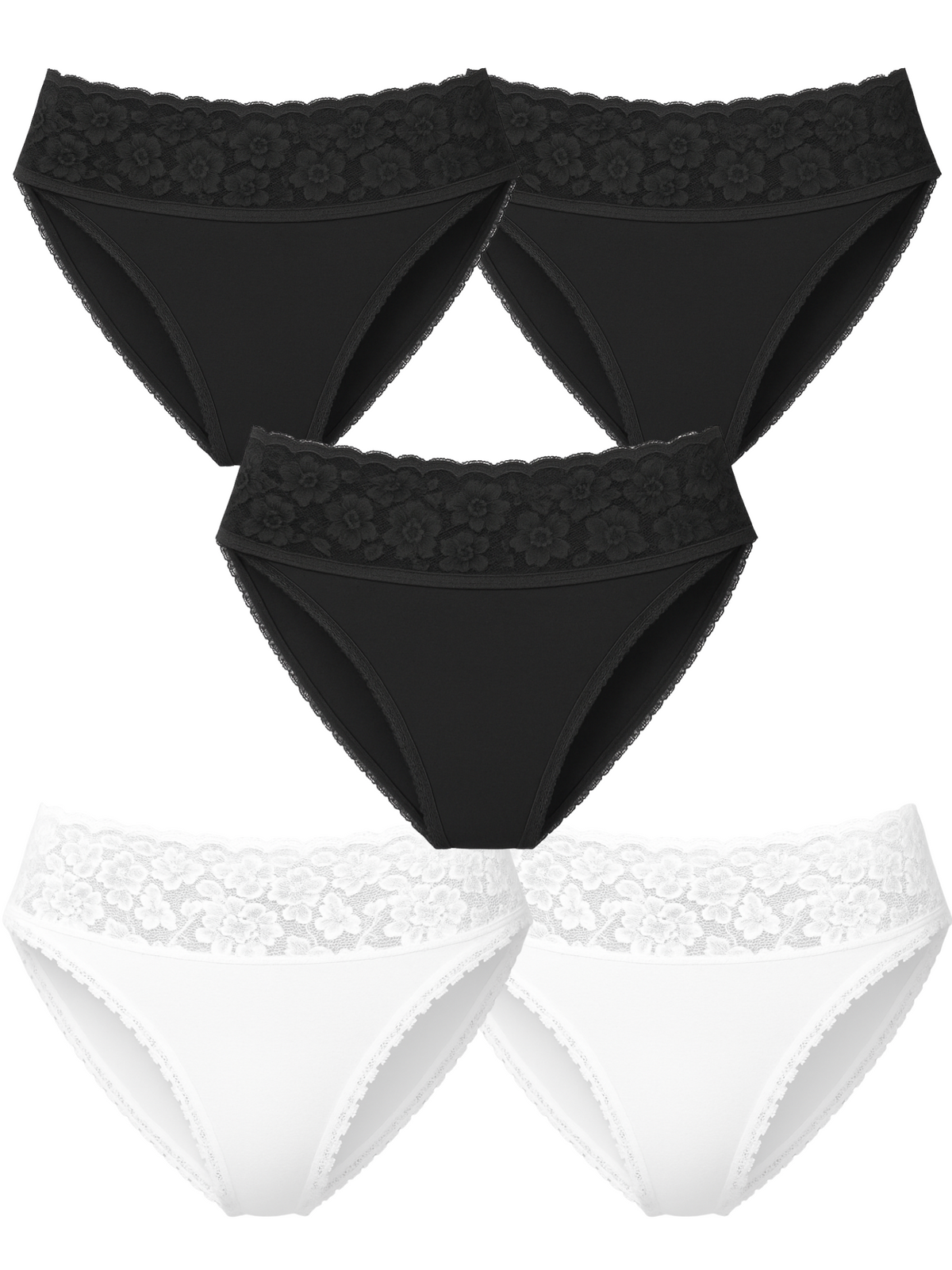 Mid Waist Bikini Bundle Of 5 - (3 Black & 2 White)