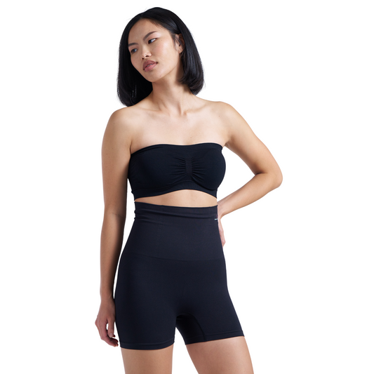 Munns & Mars Bundle of Seamless Non-Padded Tube Bra-Black And Tummy & Thigh Short-Black