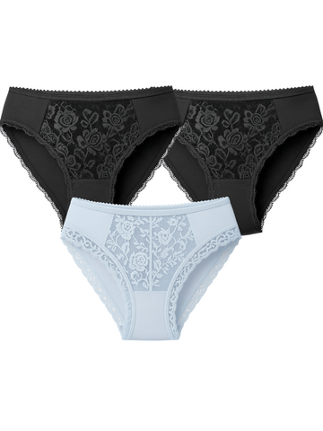 Low Waist Bikini Bundle Of 3 - ( 2 Black, 1 Sky Blue )