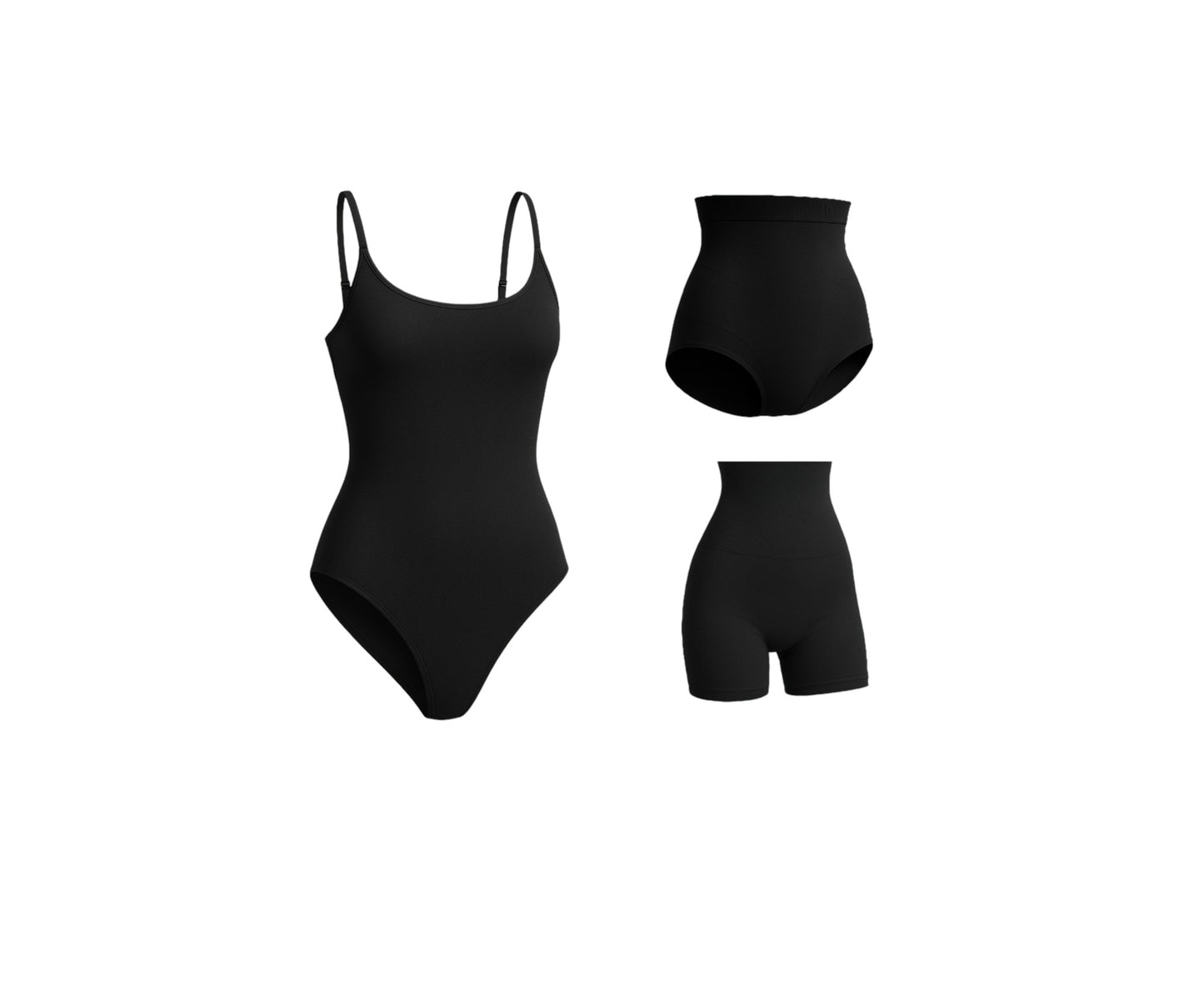 Munns & Mars Bundle of Bodysuit-Black And Tummy Tucker Panty-Black And Tummy & Thigh Short-Black