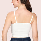 White spaghetti-strap tank top, on model — Munns & Mars