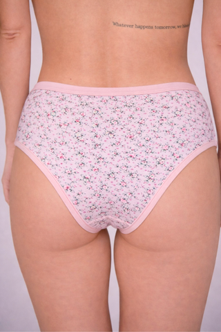 Mid Waist Hipster Panty With Outer Elastic Bundle Of 3 (Printed: Pink|Brown|Peach)