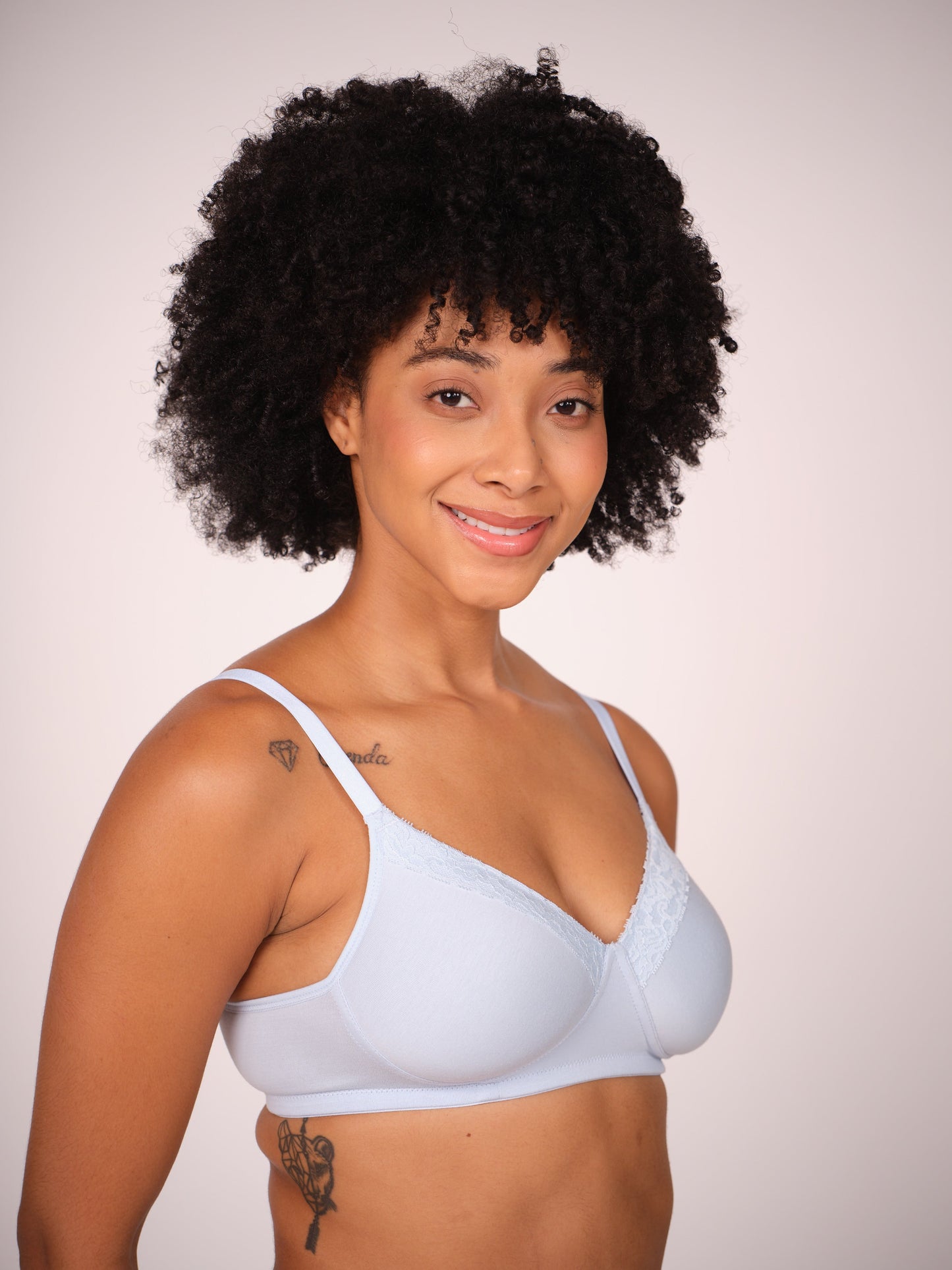 Munns & Mars Pack of 2 Cotton Lightly Padded T-Shirt Bra Sky Blue and Black