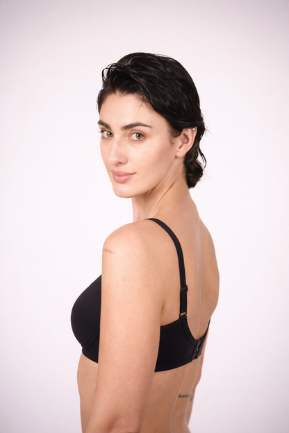 Munns & Mars Pack of 2 Cotton Lightly Padded T-Shirt Bra Beige and Black