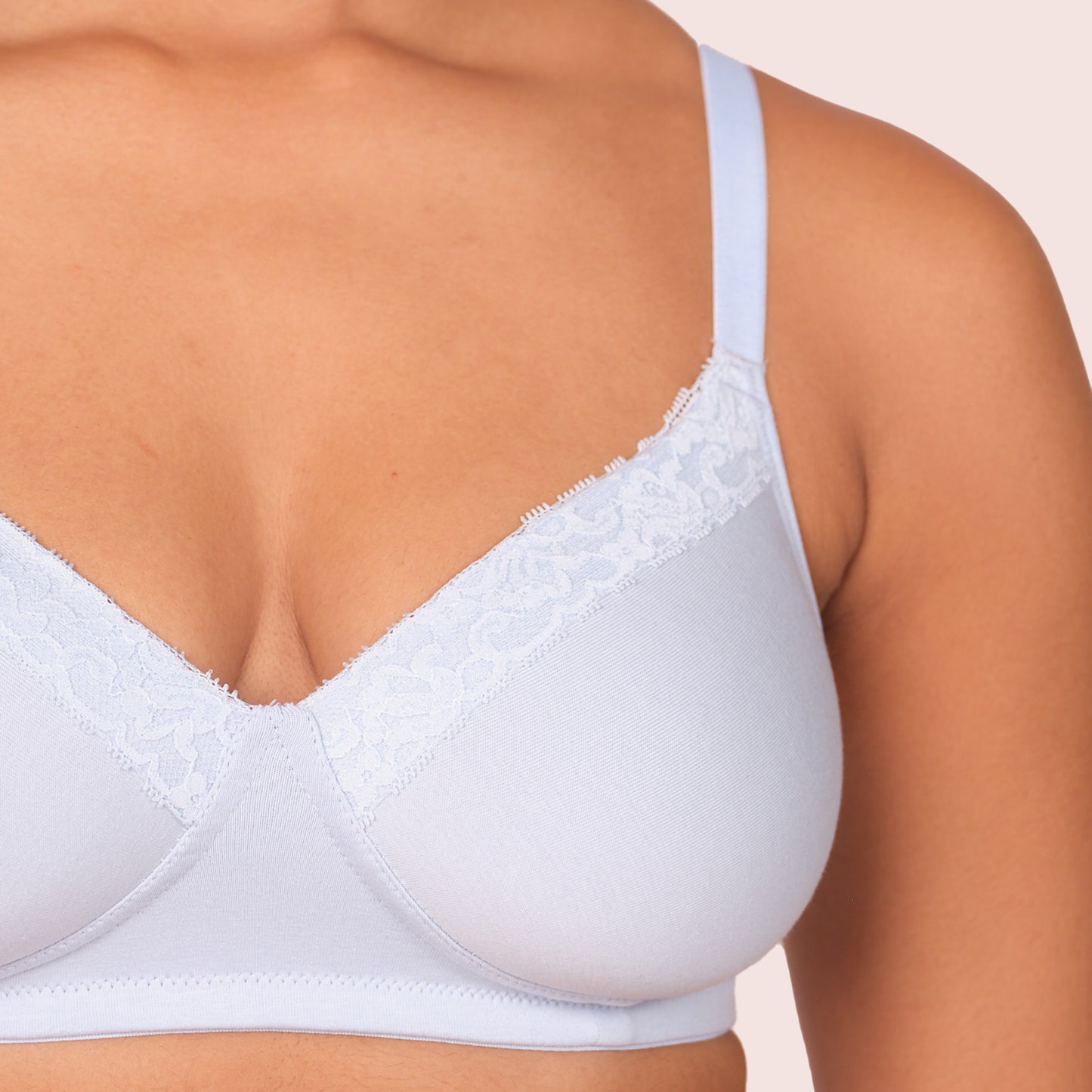 Munns & Mars Womens Cotton Lightly Padded Lace T-Shirt Bra